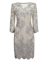 Karen millen Lace And Embroidery Dress in Gray | Lyst
