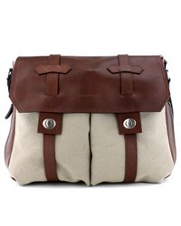 Brunello Cucinelli | Natural Leather-canvas Messenger Bag for Men | Lyst