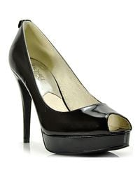 MICHAEL Michael Kors | York Platform Black Patent Leather Peep Toe Pump | Lyst