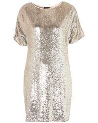 Lyst - Topshop Premium Sequin Tshirt Dress in Metallic