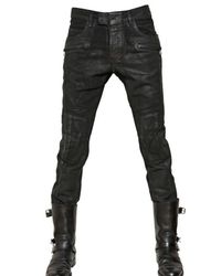Lyst - Balmain 18cm Waxed Moleskin Ankle Length Jeans in Black for Men
