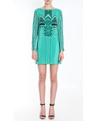 Tibi - Green Printed Eyelet Shift Dress - Lyst