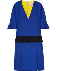ROKSANDA Blue Zazie Ruffled Wool Crepe Dress