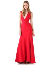 reem acra red gown