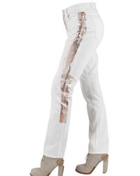 Alexander Wang | White Foil Overlay Cropped Denim Jeans | Lyst