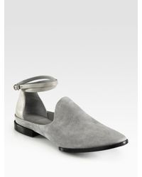 Alexander Wang | Gray Astrid Suede and Leather Ankle Strap Loafers | Lyst