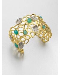 Alexis Bittar | Metallic Swarovski Crystal Accented Chalcedony Cuff Bracelet | Lyst