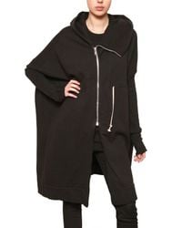 Rick Owens | Black Oversize Cotton Fleece Sweatshirt | Lyst