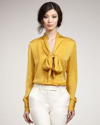 Rachel Zoe | Yellow Natalie Plunge Tie Collar Blouse | Lyst