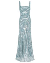 Elie Saab | Blue Bell Sleeves Beaded Gown | Lyst