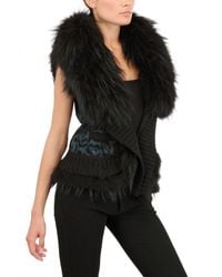 Roberto Cavalli | Black Marmot Fur Wool Cashmere Knit Vest | Lyst