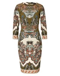 Etro | Green Peony Matelasse Sheath Dress | Lyst