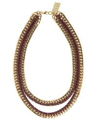 Lizzie Fortunato | Metallic Double Chain W Leather Necklace | Lyst
