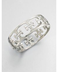 Tory Burch | Metallic Reverse Cutout Logo Bangle Bracelet | Lyst