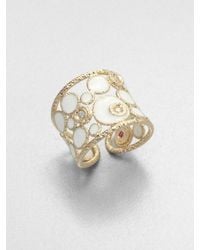 Roberto Coin | White Diamond Enamel 18k Gold Ring | Lyst
