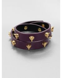 Tory Burch | Purple Fox Studded Double Wrap Patent Leather Bracelet | Lyst