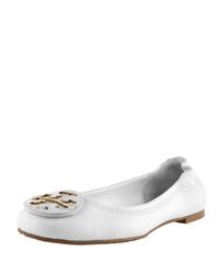 Tory Burch | White Reva - Bleach Leather Ballet Flat | Lyst