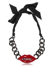 Lanvin | Red Resin Lips Swarovski Brass Necklace | Lyst