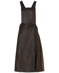 Topshop Leather Pinafore in Black | Lyst