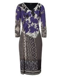 Etro | Blue Painted Floral Print Dress | Lyst