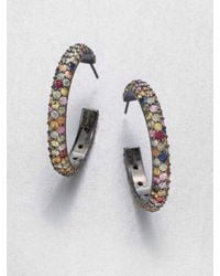 M.c.l Matthew Campbell Laurenza | Multicolored Sapphire & Sterling Silver Hoop Earrings/2.5 | Lyst