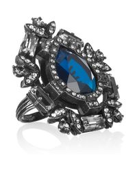 Lanvin | Silver Oversized Swarovski Crystal Ring | Lyst