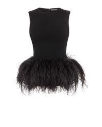 Alexander McQueen | Black Feather trimmed Top | Lyst
