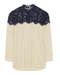 Erdem | Natural Casey Collarless Lace Blouse | Lyst