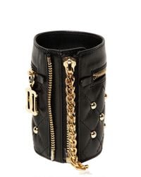DSquared² | Black Quilted Nappa Leather Studded Bracelet | Lyst
