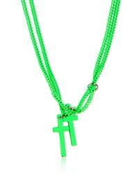 DSquared² | Green Double Cross Varnished Brass Necklace for Men | Lyst