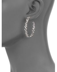 CZ by Kenneth Jay Lane | Metallic Rectangle Square Crystal Hoop Earrings | Lyst
