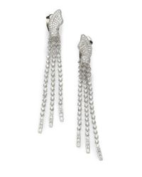 CZ by Kenneth Jay Lane | Metallic Crystal Fringe Earrings | Lyst