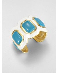 Kenneth Jay Lane | Blue Enamel Stone Cuff Bracelet | Lyst