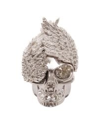 Alexander McQueen | Metallic Silver Wings Skull Cocktail Ring | Lyst