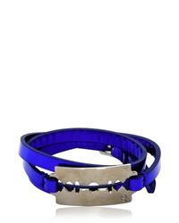 McQ | Blue Patent Leather Triple Wrap Bracelet | Lyst