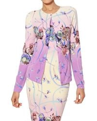 Blumarine Purple Swarovski Printed Spandex Knit Jacket