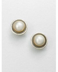 Gurhan | Metallic White Mabe Pearl & Sterling Silver Button Earrings | Lyst
