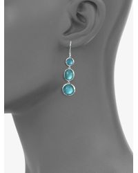Ippolita | Blue Motherofpearl and Clear Quartz Sterling Silver Drop Earrings | Lyst