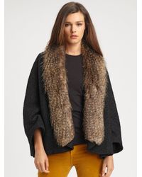 Smythe | Black Faux Furcollar Swing Coat | Lyst