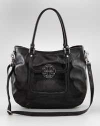 Tory Burch | Black Amanda Patent Classic Hobo Bag | Lyst
