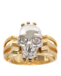 Alexander McQueen | Metallic Gold Art Deco Skull Ring | Lyst