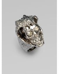 Alexander McQueen | Metallic Snake Skull Ring | Lyst