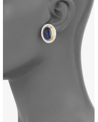 Gurhan | Metallic Lapis, Sterling Silver & 24k Yellow Gold Button Earrings | Lyst