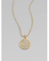 Michael Kors | Metallic Pavé Disc Pendant Necklace/goldtone | Lyst