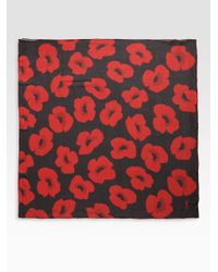 Saint Laurent | Black Silk Poppies Scarf | Lyst