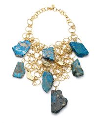 Kara Ross | Blue Turquoise Agate Nugget Bib Necklace | Lyst
