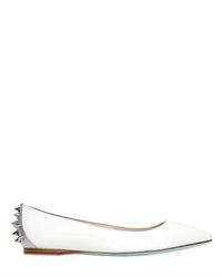 Ruthie Davis | White 10mm Boca Patent Leather Spiked Flats | Lyst