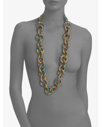 Tory Burch | Green Silk Wrapped Chain Link Necklace | Lyst