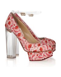 Charlotte Olympia Red Mabel Printed Satintwill Pumps