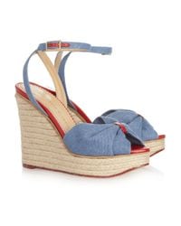 Charlotte Olympia Blue Melody Denim and Rope Wedge Sandals